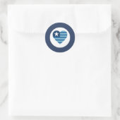 Dunne Blauwe Lijn Hart Vlag Sticker (Tas)