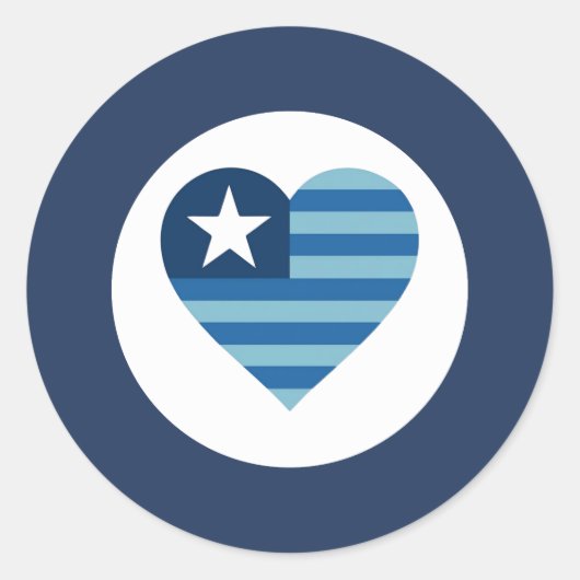 Dunne Blauwe Lijn Hart Vlag Sticker (Voorkant)
