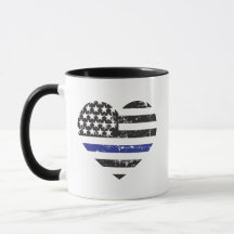 Dunne Blauwe Lijn Hart VS Vlag Politie Steun
