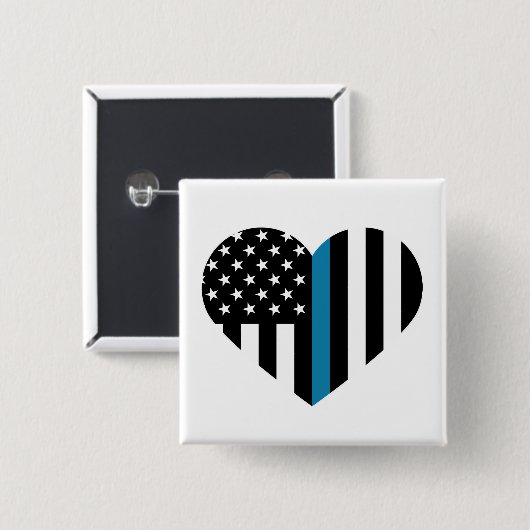 Dunne blauwe lijn — Heart Shaped Flag Vierkante Button 5,1 Cm (Voorkant /achterkant)