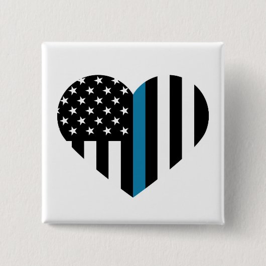 Dunne blauwe lijn — Heart Shaped Flag Vierkante Button 5,1 Cm (Voorkant)
