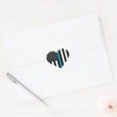 Dunne blauwe lijn — Heart Shaped Flag Vierkante Sticker (Envelop)