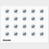 Dunne Blauwe Lijn Hond Ronde Sticker (Vel)