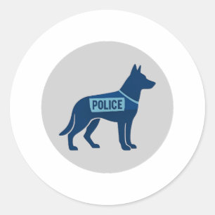 Dunne Blauwe Lijn Hond Ronde Sticker