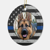 Dunne blauwe lijn - in liefdevol geheugen - K9 pol Keramisch Ornament (Links)