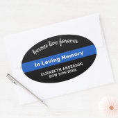 Dunne blauwe lijn in liefdevolle herinnering Polit Ovale Sticker (Envelop)