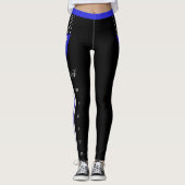 Dunne Blauwe Lijn leggings, gepersonaliseerd, Poli Leggings (Voorkant)