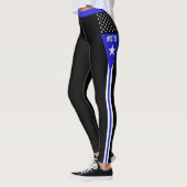 Dunne Blauwe Lijn leggings, gepersonaliseerd, Poli Leggings (Links)