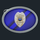 Dunne blauwe lijn met badge gesp<br><div class="desc">Dit ontwerp is bedoeld ter ere van de moedige mannen en vrouwen die onze gemeenschappen beschermen. Dit symbool van politie, sheriff en politie is een prachtig grafisch eerbetoon aan degenen die dienen en degenen die het ultieme offer hebben gebracht.</div>