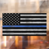 Dunne blauwe lijn met gekleurde vlag raamsticker (Vel 2)