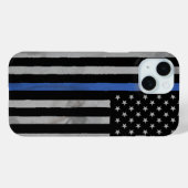 Dunne blauwe lijn met gespannen vlag Case-Mate iPhone case (Achterkant (horizontaal))