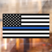Dunne blauwe lijn met getrapt, onderdrukt vlaggenv raamsticker (Vel 2)