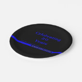 Dunne blauwe lijn met naam politieretiment papieren bordje (Gekanteld)