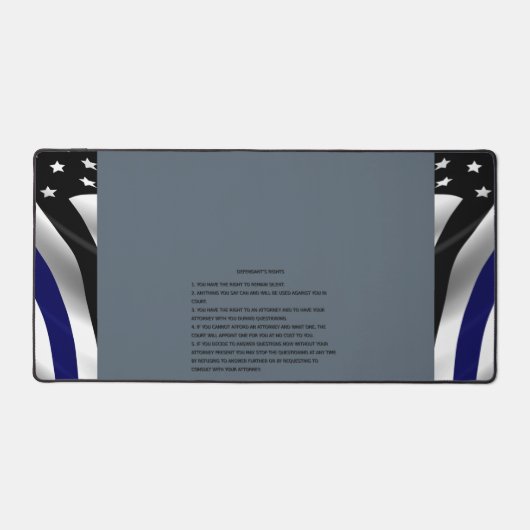Dunne blauwe lijn Miranda Rechten Bureaumat (Voorkant)