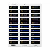 Dunne Blauwe Lijn Monogram Faux Gouden Schild Adre Etiket (Full Sheet)