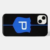Dunne Blauwe Lijn-monogram iPhone Hoesje (Achterkant horizontaal)