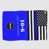 [Dunne Blauwe Lijn] Monogram Politieagent 10-6 Golfhanddoek (Horizontaal)