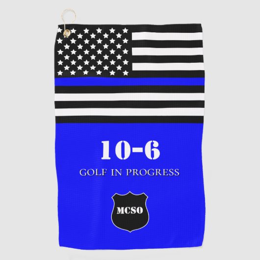 [Dunne Blauwe Lijn] Monogram Politieagent 10-6 Golfhanddoek (Voorkant)