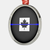 Dunne blauwe lijn op Canadees vlaggenontwerp Metalen Ornament (Links)