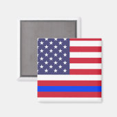 "DUNNE BLAUWE LIJN OP VLAG" MAGNEET (Voorkant / Achterkant)