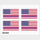 "DUNNE BLAUWE LIJN OP VLAG" RECHTHOEKIGE STICKER (Vel)