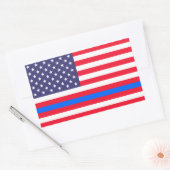 "DUNNE BLAUWE LIJN OP VLAG" RECHTHOEKIGE STICKER (Envelop)