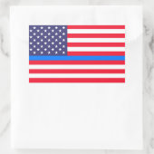 "DUNNE BLAUWE LIJN OP VLAG" RECHTHOEKIGE STICKER (Tas)