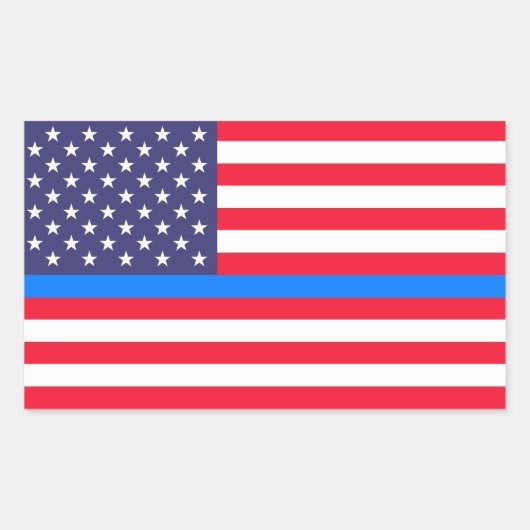 "DUNNE BLAUWE LIJN OP VLAG" RECHTHOEKIGE STICKER (Voorkant)