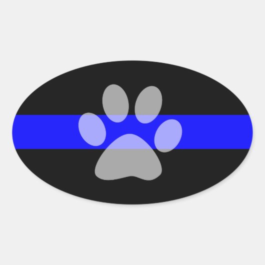 Dunne Blauwe Lijn Ovale Sticker (Set van 4) - K9 (Voorkant)