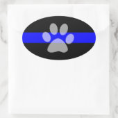 Dunne Blauwe Lijn Ovale Sticker (Set van 4) - K9 (Tas)