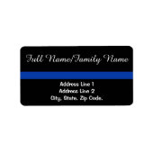 Dunne blauwe lijn persoonlijke witte tekst etiket (Voorkant)