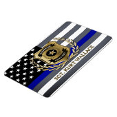 Dunne blauwe lijn politie badge gepersonaliseerd magneet (Linkerzijde)