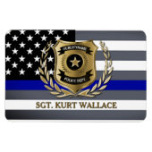 Dunne blauwe lijn politie badge gepersonaliseerd magneet (Horizontaal)