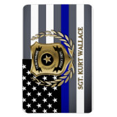 Dunne blauwe lijn politie badge gepersonaliseerd magneet (Verticaal)