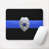 Dunne Blauwe Lijn Politie Dispatcher Badge Muismat (Met muis)