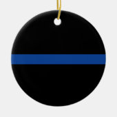 Dunne Blauwe Lijn Politie Handhaving Cadeau Keramisch Ornament (Voorkant)