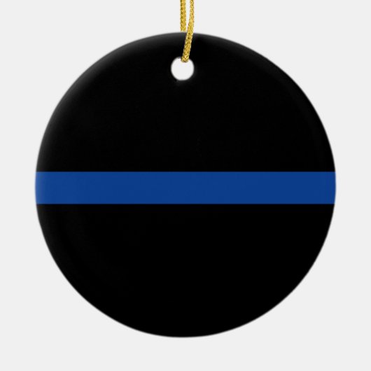 Dunne Blauwe Lijn Politie Handhaving Cadeau Keramisch Ornament (Voorkant)