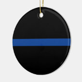 Dunne Blauwe Lijn Politie Handhaving Cadeau Keramisch Ornament (Links)