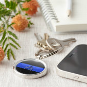 Dunne Blauwe lijn Politie Rang Sleutelhanger (Zijkant)