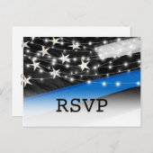 Dunne blauwe lijn | Politie Rechtshandhaving RSVP Uitnodiging Briefkaart (Voorkant / Achterkant)