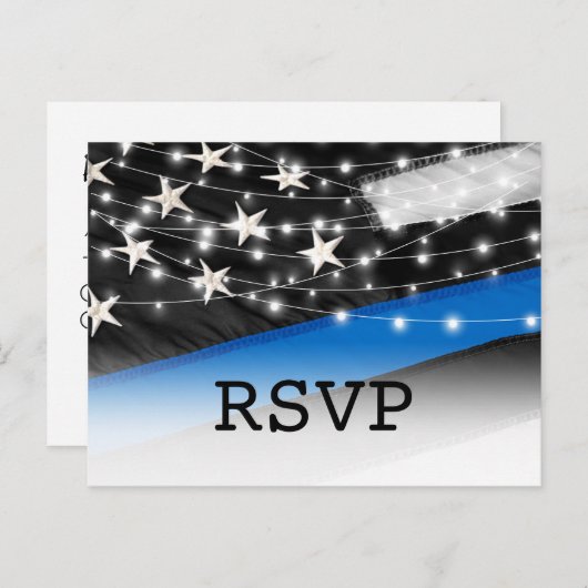 Dunne blauwe lijn | Politie Rechtshandhaving RSVP Uitnodiging Briefkaart (Voorkant / Achterkant)