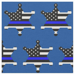 Dunne Blauwe Lijn Politie Sheriff Badge Patroon Stof