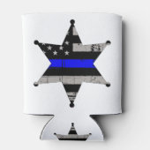 Dunne blauwe lijn Politie Sheriffs Badge Blikjeskoeler (Achterkant)