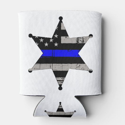 Dunne blauwe lijn Politie Sheriffs Badge Blikjeskoeler (Achterkant)