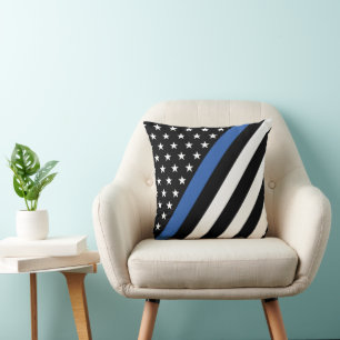 Dunne Blauwe Lijn Politie Stars and Stripes Worp K Kussen