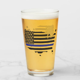 Dunne Blauwe Lijn Politie Steun, USA Vlag Patriott Glas