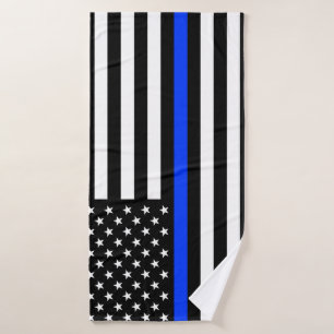 Dunne Blauwe Lijn Politie Vlag Badhanddoek