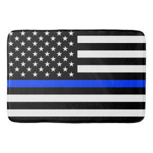 Dunne Blauwe Lijn Politie Vlag Badmat