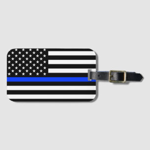 Dunne Blauwe Lijn Politie Vlag Bagagelabel