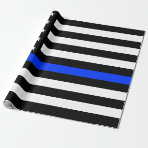 Dunne Blauwe Lijn Politie Vlag Cadeaupapier